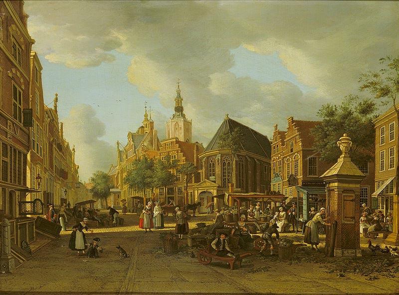 unknow artist The Groenmarkt as seen towards the Westeinde Germany oil painting art